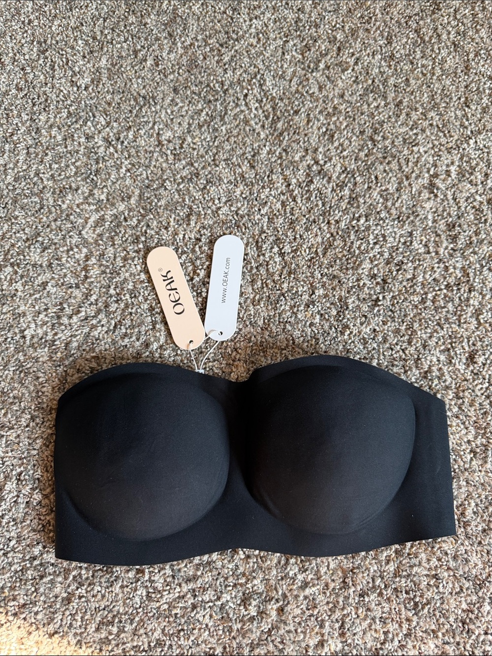 NWT Oeak Black Strapless Molded Cup Bandeau Bra Size Medium